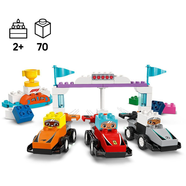 Блоковий конструктор LEGO DUPLO Автомобілі для перегонів і пілоти команд Формули-1 (10445)