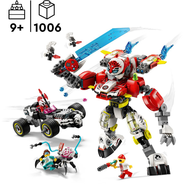 Блоковый конструктор LEGO DREAMZzz Робот-тигр Купера и Хот-род авто Зеро (71497)