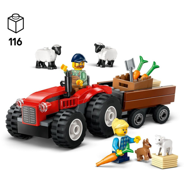 Блочный конструктор LEGO 60461 City Красный фермерский трактор с прицепом и овцами