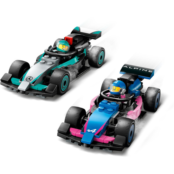 Блоковый конструктор LEGO City Гараж F1 и автомобили Mercedes-AMG и Alpine 678 деталей (60444)
