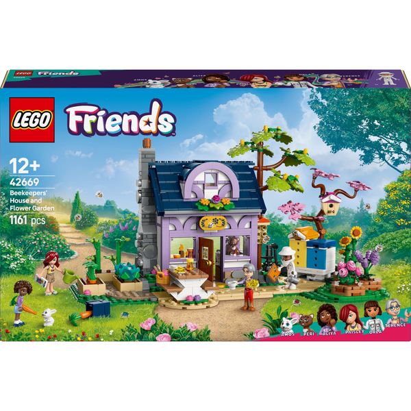 Блоковий конструктор LEGO Friends Будиночок і квітник бджолярів (42669)