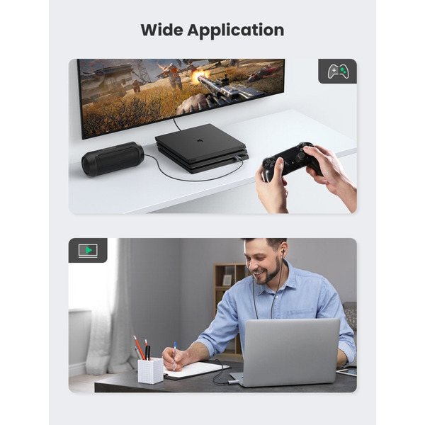 Звукова карта USB AUX jack, TRRS (Mic & Ear), ALC4030 Ugreen Сіра CM383