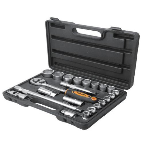 Набір інструментів Tolsen, набір торцевих головок 1/2", 22шт, CrV