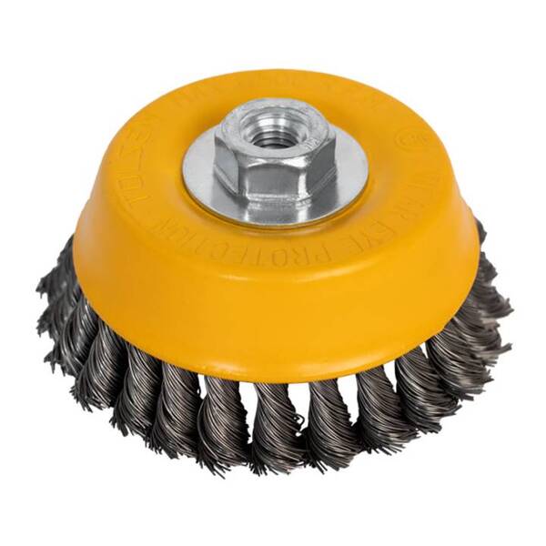 Щітка чашкова Tolsen, торцева, переплетений дріт 0.5мм, 125мм, різьблення M14