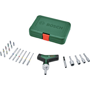 Набір викруток Bosch з тріскачкою з Т-подібною рукояткою 22 шт. (1.600.A02.Z9T)