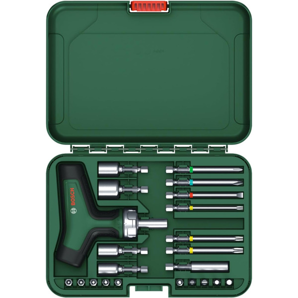 Набір викруток Bosch з тріскачкою з Т-подібною рукояткою 22 шт. (1.600.A02.Z9T)