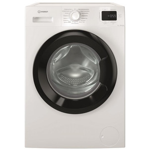 Стиральная машина Indesit фронтальная, 6кг, 1200, A+++, 44.6см, дисплей, пар, инвертор, люк черный, белый