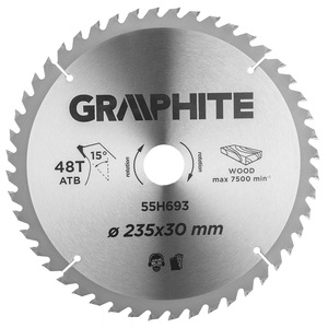 Диск пильний Graphite по дереву, 235х30мм, 48 зубів (55H693)