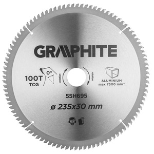 Диск пильний Graphite по алюмінію, 235х30мм, 100 зубів (55H695)