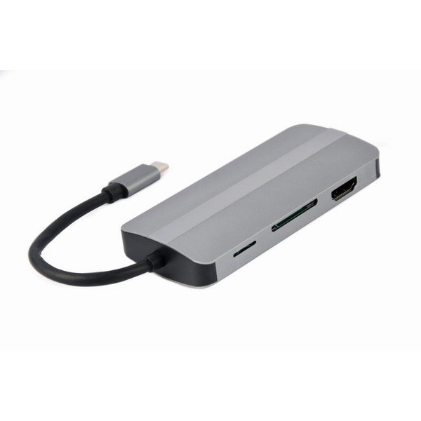 Док-станция Cablexpert USB-C 8-в-1 (A-CM-COMBO8-02) USB 3.0/HDMI//VGA/PD/картридер/стерео-аудио