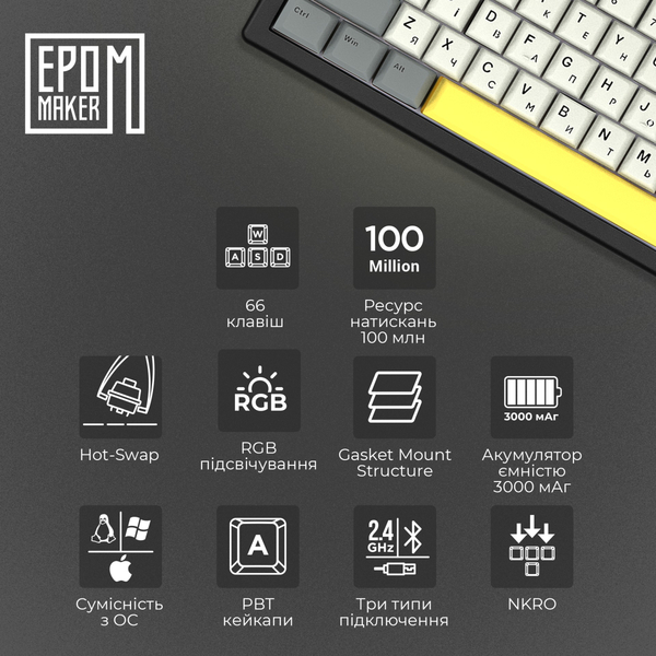 Клавіатура Epomaker EK68 EK68-B-F