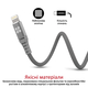 Кабель Promate USB - Lightning (M/M), 2.4 A, 1.2 м, NerveLink-i Grey