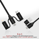 Кабель Promate USB + USB Type-C -  Lightning + micro USB + USB Type-C (M/M), 3 A, 60 W, 1.2 м, PentaPower Black