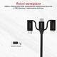 Кабель Promate USB + USB Type-C -  Lightning + micro USB + USB Type-C (M/M), 3 A, 60 W, 1.2 м, PentaPower Black