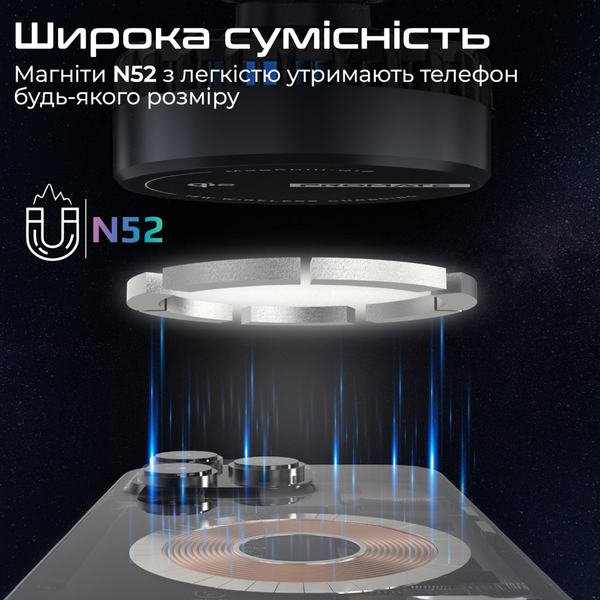 Бездротовий зарядний пристрій Promate MagChill-Qi2 MagSafe Black