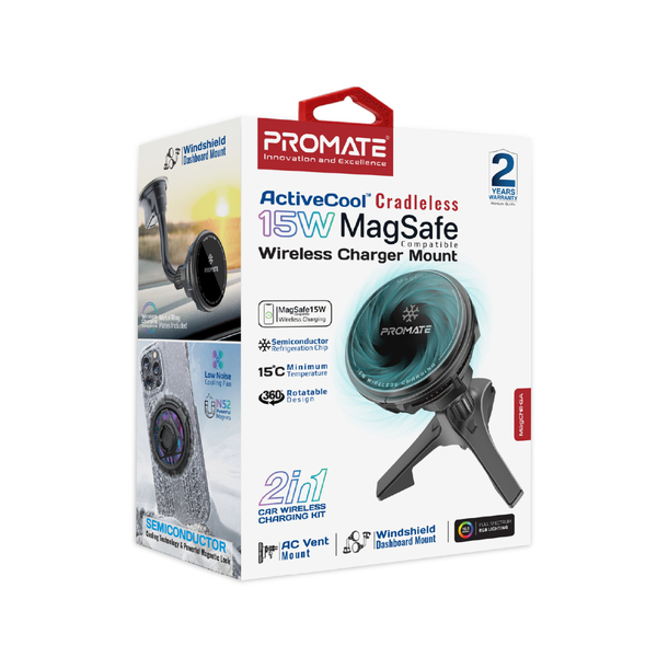 Бездротовий зарядний пристрій Promate MagChill-Qi2 MagSafe Black