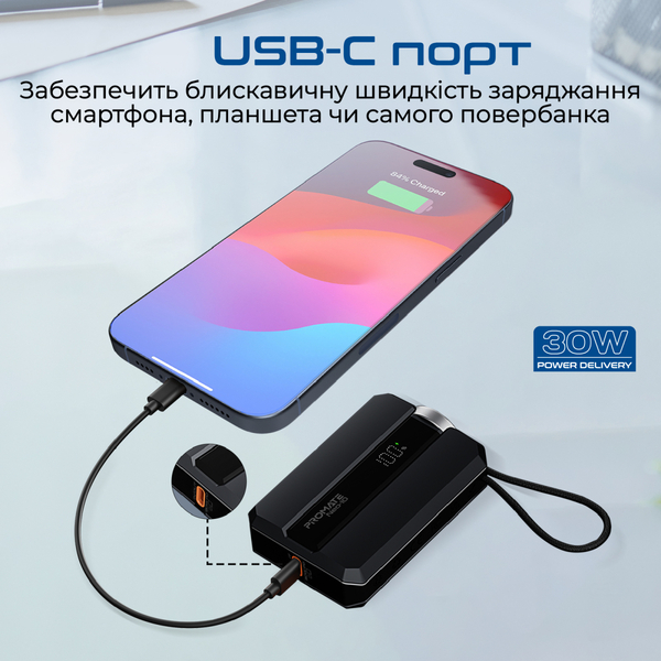 Внешний аккумулятор (Power Bank) Promate Neo-10 10000mAh 30W черный