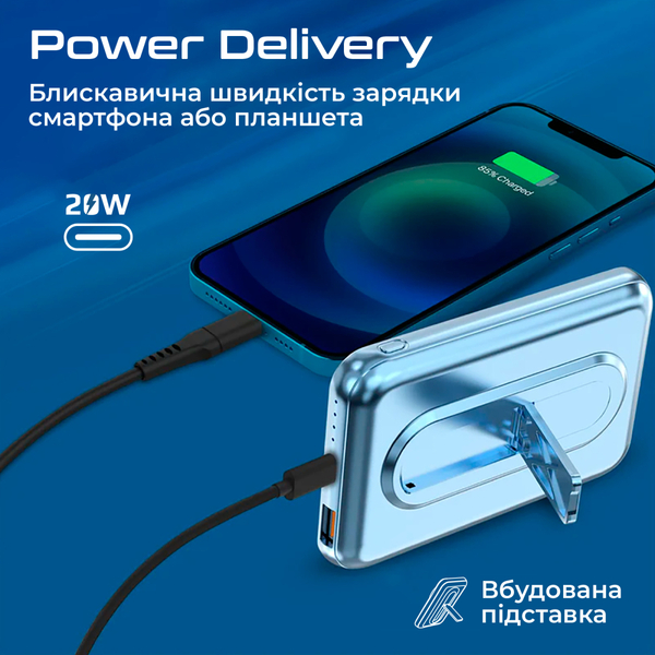 Зовнішній акумулятор (Power Bank) Promate PowerMag-10Pro 10000mAh 20W Blue