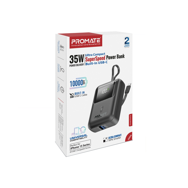 Внешний аккумулятор (Power Bank) Promate PowerPod-10 10000mAh 35W Черный