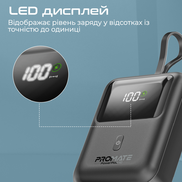 Внешний аккумулятор (Power Bank) Promate PowerPod-10 10000mAh 35W Черный
