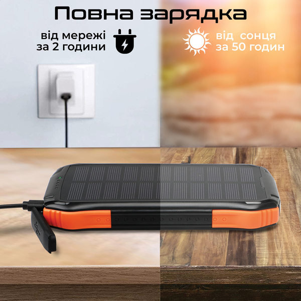 Внешний аккумулятор (Power Bank) Promate SolarTank-10PDQi 10000mAh 20W Черный