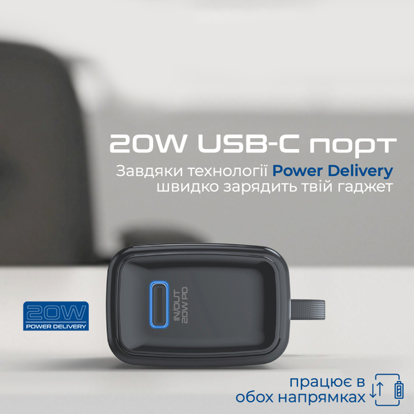 Зовнішній акумулятор (Power Bank) Promate Nanopack-5 5000mAh 20W Black