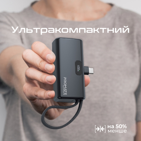 Зовнішній акумулятор (Power Bank) Promate Nanopack-5 5000mAh 20W Black
