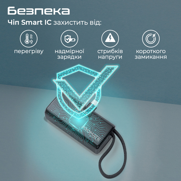 Зовнішній акумулятор (Power Bank) Promate Nanopack-5 5000mAh 20W Black