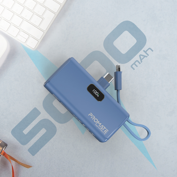 Зовнішній акумулятор (Power Bank) Promate Nanopack-5 5000mAh 20W Blue