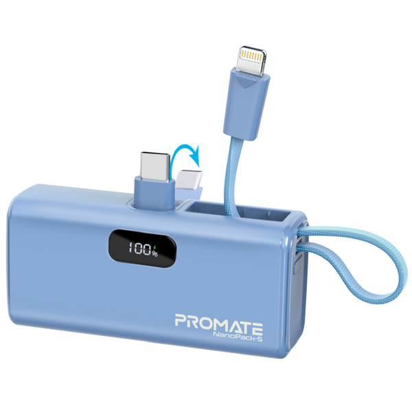 Зовнішній акумулятор (Power Bank) Promate Nanopack-5 5000mAh 20W Blue