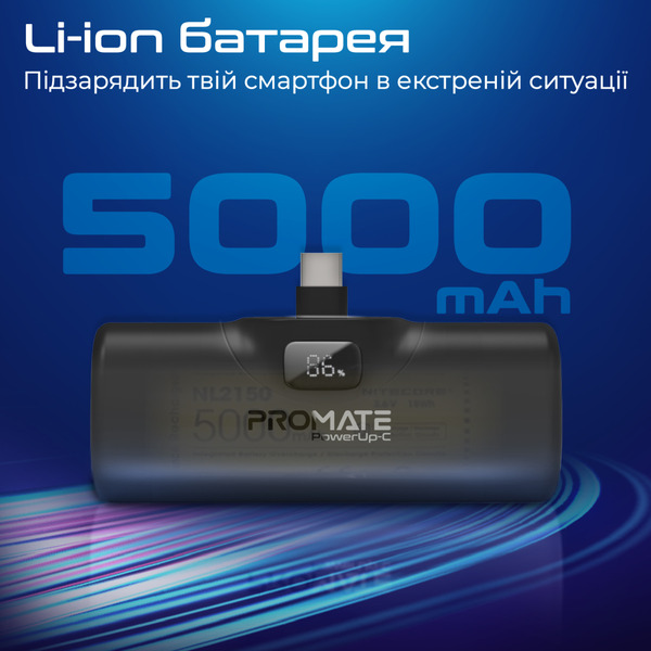Внешний аккумулятор (Power Bank) Promate PowerUp-c 5000mAh 20W Черный