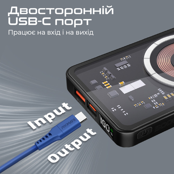 Внешний аккумулятор (Power Bank) Promate TransPack-5 5000mAh 22.5W Черный