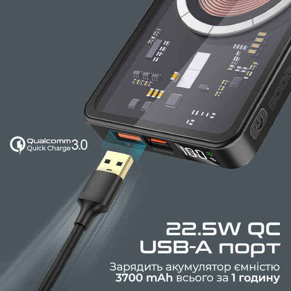 Внешний аккумулятор (Power Bank) Promate TransPack-5 5000mAh 22.5W Черный