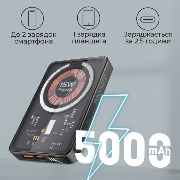 Внешний аккумулятор (Power Bank) Promate TransPack-5 5000mAh 22.5W Черный