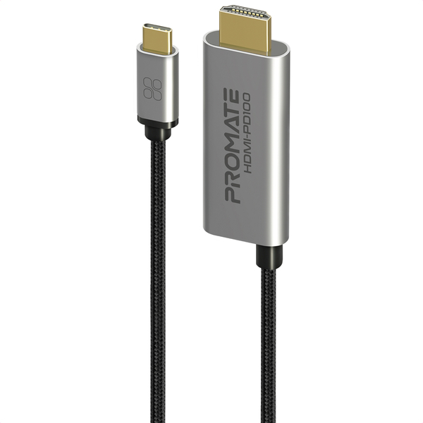 Кабель Promate USB Type-C - HDMI V 2.0 (M/M), 1.8 м, HDMI-PD100 Grey