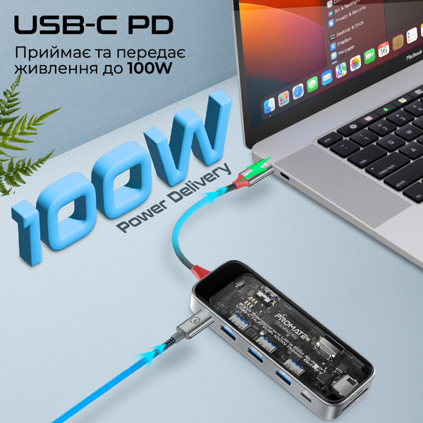 USB-хаб Promate TransHub-Go Grey