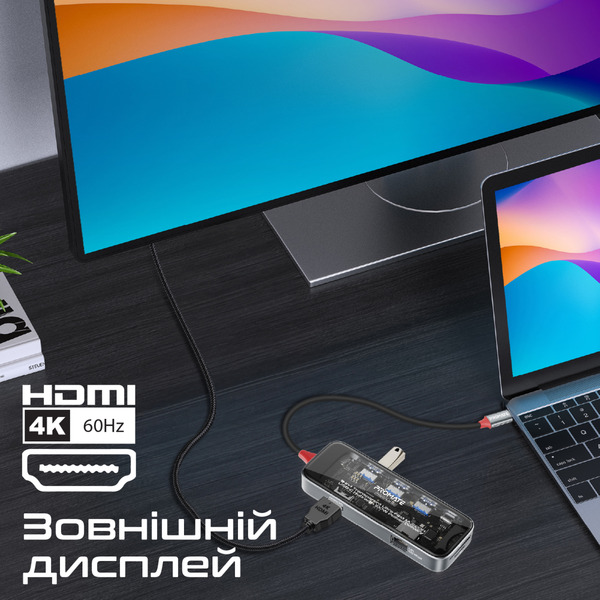 USB-хаб Promate TransHub-Go Grey