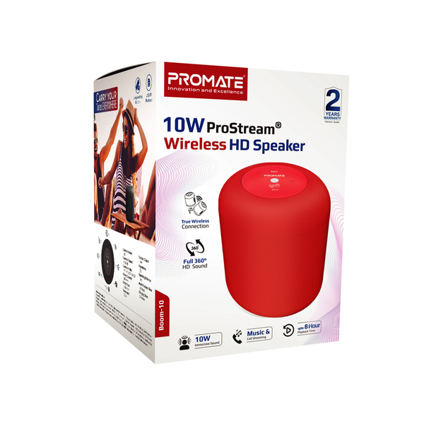 Портативная колонка Promate Boom-10 W Red