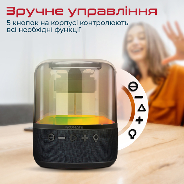 Портативна колонка Promate Glitz-L 10W Black