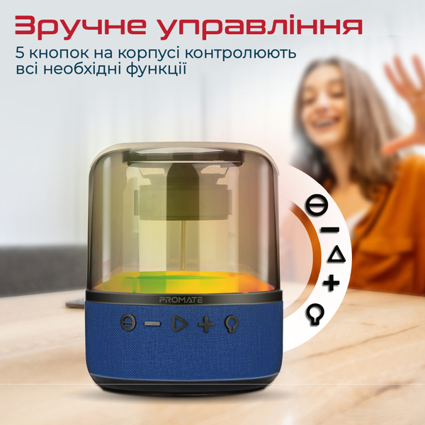 Портативна колонка Promate Glitz-L 10W Blue