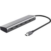 Хаб Trust Halyx USB-C  > 5xUSB-C , Алюміній, 0.1м, сірий
