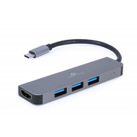Концентратор USB-C Cablexpert 3хUSB3.1 металл, Grey (A-CM-COMBO2-01)