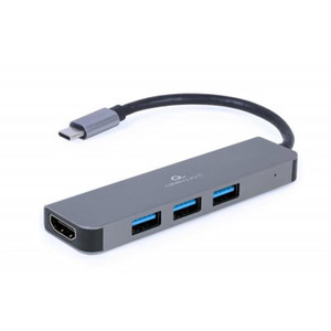 Концентратор USB-C Cablexpert 3хUSB3.1 металл, Grey (A-CM-COMBO2-01)