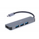 Концентратор USB-C Cablexpert 3хUSB3.1 металл, Grey (A-CM-COMBO2-01)
