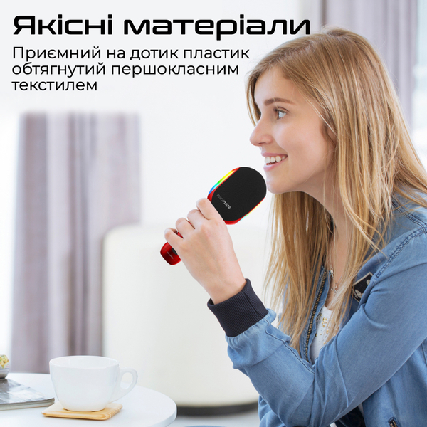 Мікрофон для караоке Promate VocalMic Bluetooth LED Red