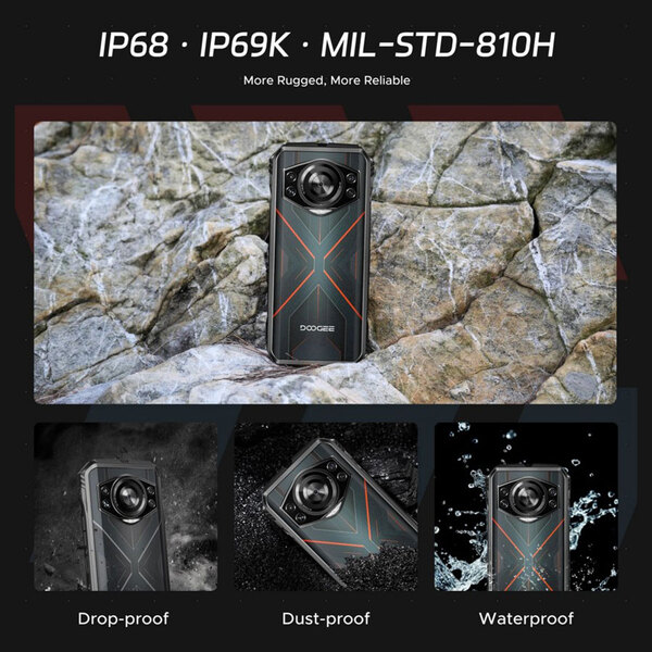 Смартфон Doogee S cyber 6.58 FHD+ /8GB/256GB/ T606 / 10800mAh / 50+16Мп NFC/IP68/IP69K Black