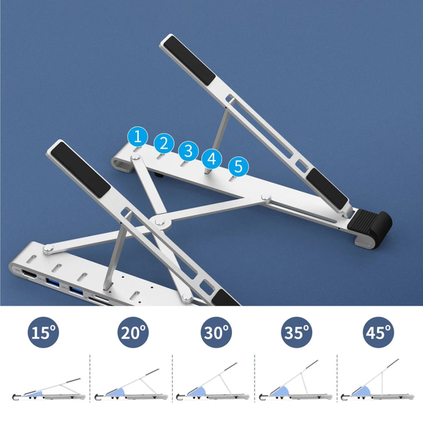 Док-станція USB3.2-->HDMI/USB3.0x1/USB2.0x1/RJ45/SD/TF/USB-Cx2/PD 100W 7-in-1 Folding Stand Choetech