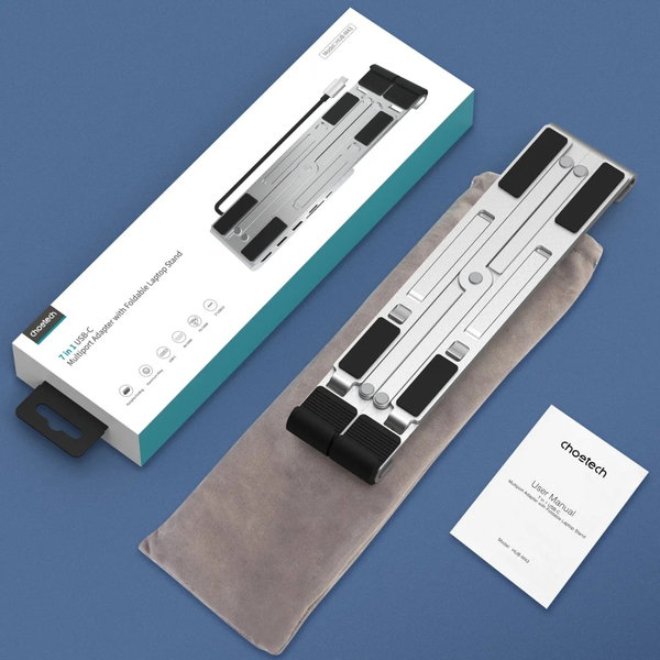 Док-станція USB3.2-->HDMI/USB3.0x1/USB2.0x1/RJ45/SD/TF/USB-Cx2/PD 100W 7-in-1 Folding Stand Choetech