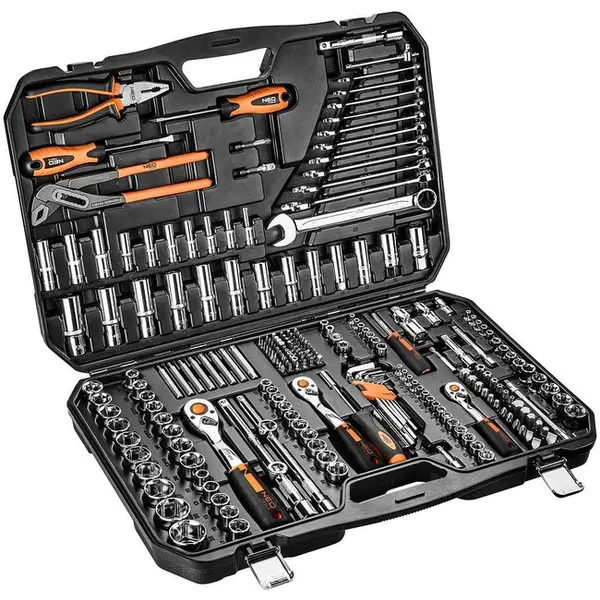 Набір інструментів Neo Tools, 233шт, 1/2", 1/4", 3/8", CrV, кейс