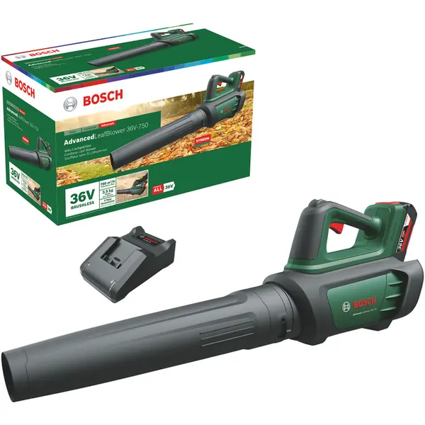 Аккумуляторная воздуходувка Bosch AdvancedLeafBlower 36V-750 + 1 x аккумулятор 36V 2.0 Ah + Зарядное устройство для AL 36V-20